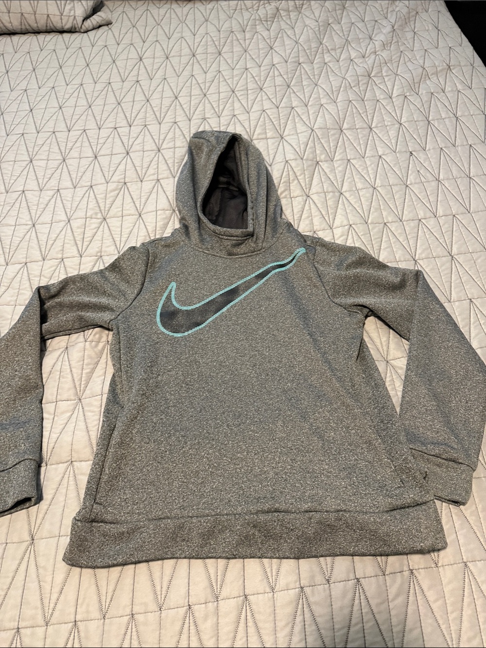 Nike Gray Hoodie with Teal Swoosh